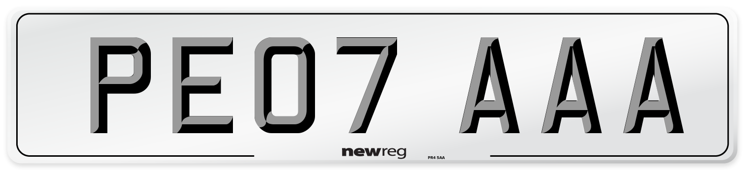 PE07 AAA Number Plate from New Reg